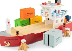 New Classic Toys Buque Portacontenedores Con 4 Contenedores - ^ Grúas, Tractores, Aviones...