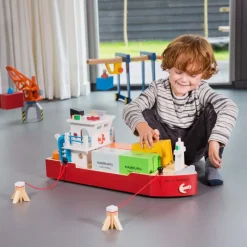 New Classic Toys Buque Portacontenedores Con 4 Contenedores - ^ Grúas, Tractores, Aviones...