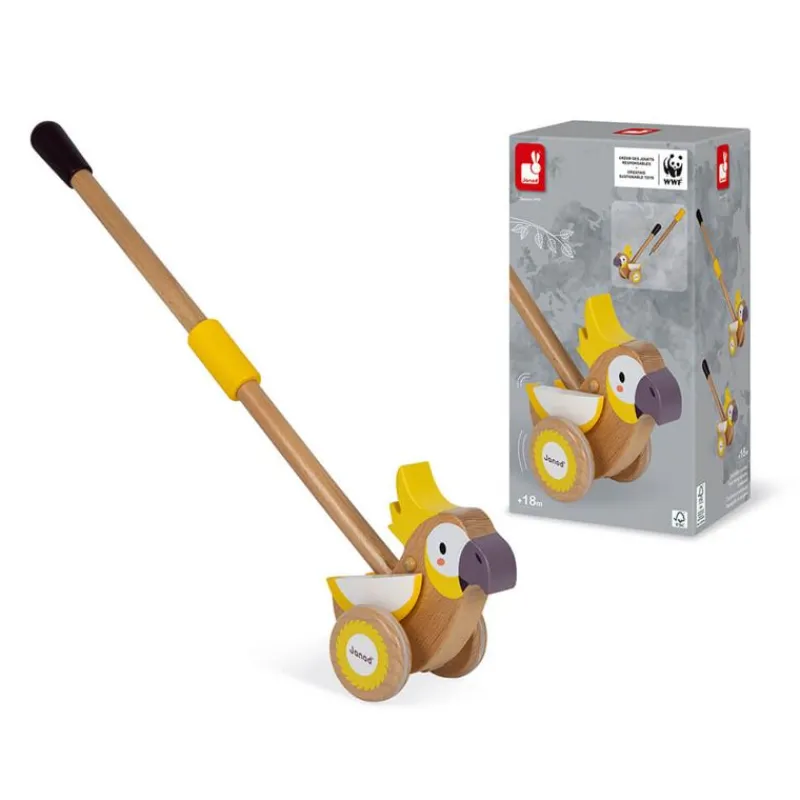 Janod Cacatua De Empuje Amarillo - ^ Juguetes Que Tiran Y Empujan
