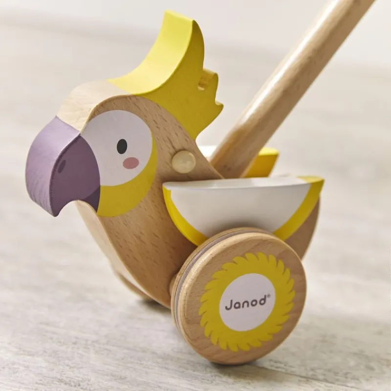Janod Cacatua De Empuje Amarillo - ^ Juguetes Que Tiran Y Empujan