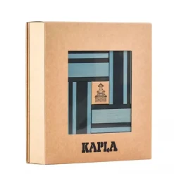 Kapla Caja De 40 Cartones Azul Claro Y Oscuro Con Libro - ^ Tablas De Madera
