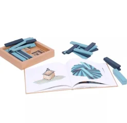 Kapla Caja De 40 Cartones Azul Claro Y Oscuro Con Libro - ^ Tablas De Madera