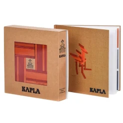 Kapla Caja De 40 Cartones Rojos Y Naranjas Con Libro De Arte - ^ Tablas De Madera