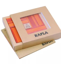Kapla Caja De 40 Cartones Rojos Y Naranjas Con Libro De Arte - ^ Tablas De Madera
