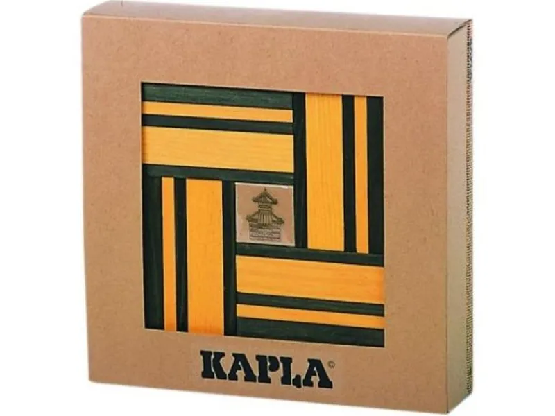 Kapla Caja De 40 Cartones Verdes Y Amarillos Con Libro - ^ Tablas De Madera