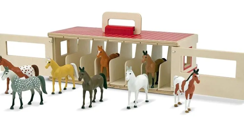 Melissa & Doug Cajas Para Caballos Transportables De Gran Tamano - ^ Granja, Safari Y Caballos
