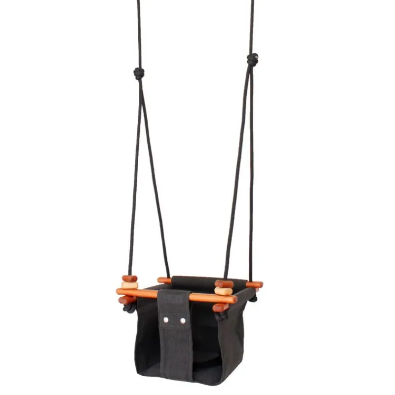 Solvej Swings Columpio De Madera Y Tela Para Bebes Gris Pizarra - ^ Muebles De Jardín, Columpios