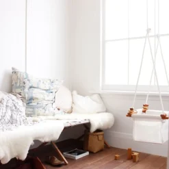 Solvej Swings Columpio De Madera Y Tela Para Bebes Blanco - ^ Muebles De Jardín, Columpios