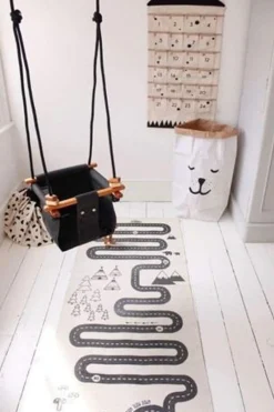 Solvej Swings Columpio De Madera Y Tela Negro - ^ Muebles De Jardín, Columpios