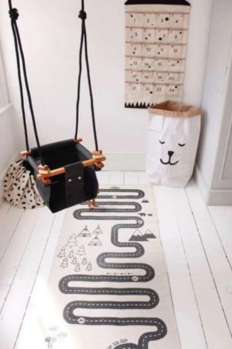Solvej Swings Columpio De Madera Y Tela Negro - ^ Muebles De Jardín, Columpios