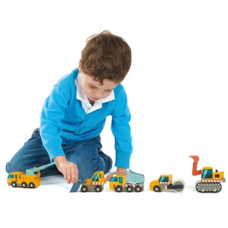 Tender Leaf Toys Conjunto De Vehiculos De Construcción - ^ Grúas, Tractores, Aviones...