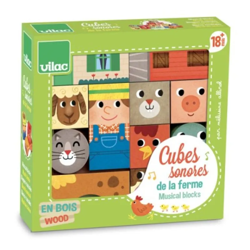Vilac Cubes Sonores De La Ferme - ^ Bloques Y Juguetes Apilables