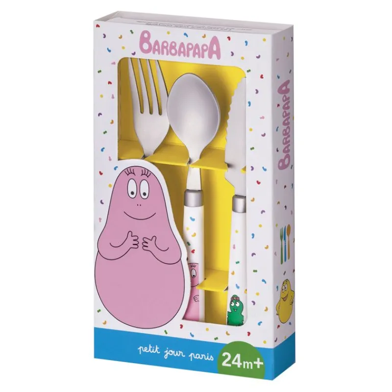 Petit Jour Cubiertos De Aprendizaje Barbapapa Blanco - - Juguetes De Madera^ Una Mesa