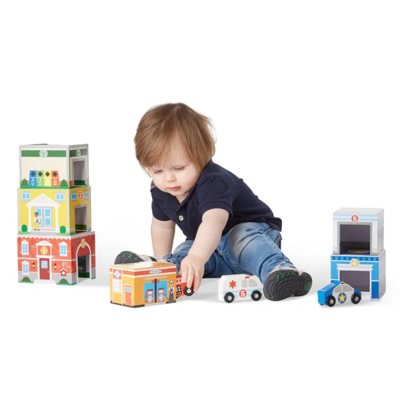 Melissa & Doug Edificios Y Vehiculos Que Deben Clasificarse Y Apilarse - ^ Coches, Camiones...