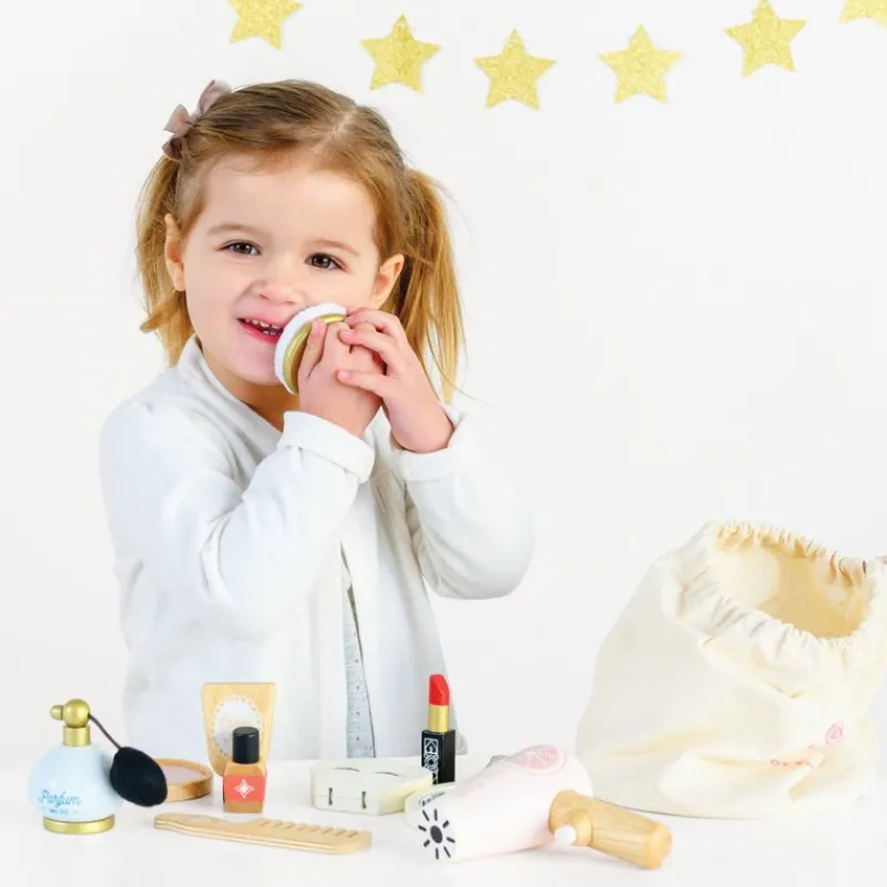 Le Toy Van Estuche De Belleza De Tela Con Accesorios De Madera - ^ Abalorios Y Joyas