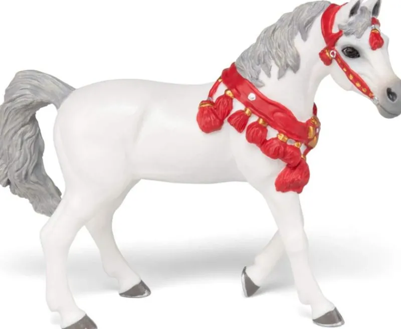 Papo Figura De Caballo Arabe Blanco Con Traje De Desfile - ^ Caballos