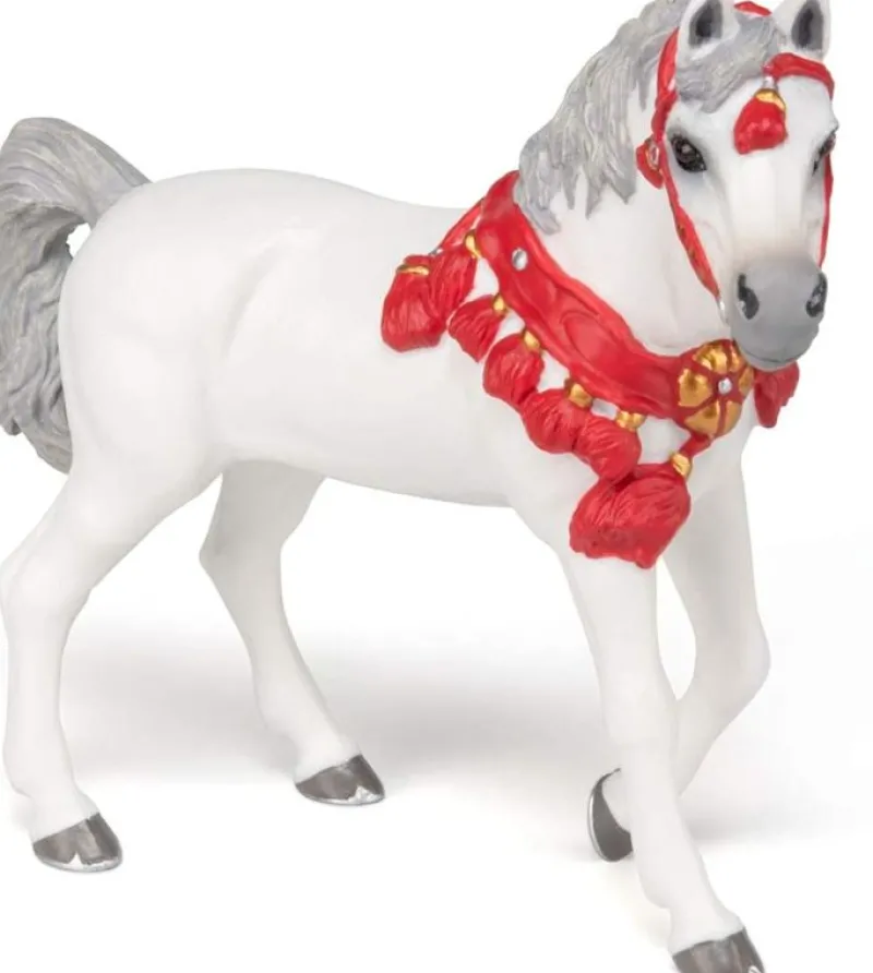 Papo Figura De Caballo Arabe Blanco Con Traje De Desfile - ^ Caballos