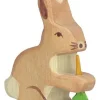 Holztiger Figura De Conejo Con Zanahoria - ^ Animales Salvajes