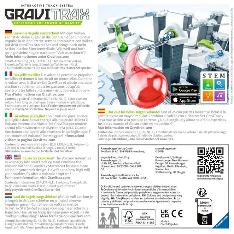 Ravensburger Gravitrax - Volcan Blanco Gris ^ Circuitos Y Toboganes De Bolas