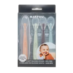 Nattou Juego De 4 Cucharas De Silicona Para Bebes - ^ Una Mesa