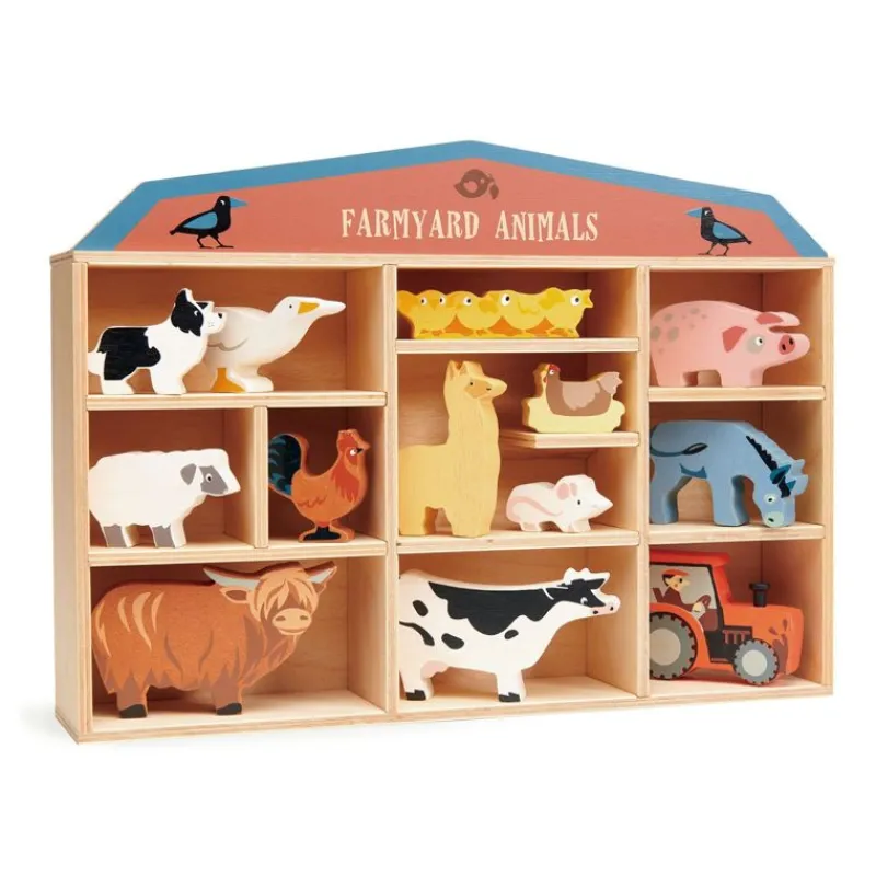 Tender Leaf Toys Juego De Animales De Madera Para La Granja - ^ Animales De Granja