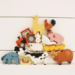 Tender Leaf Toys Juego De Animales De Madera Para La Granja - ^ Animales De Granja