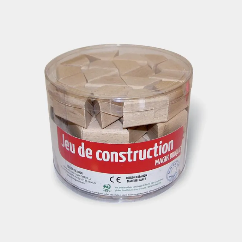 Foulon Juego De Construcción - 65 Ladrillos Magik - ^ Tablas De Madera