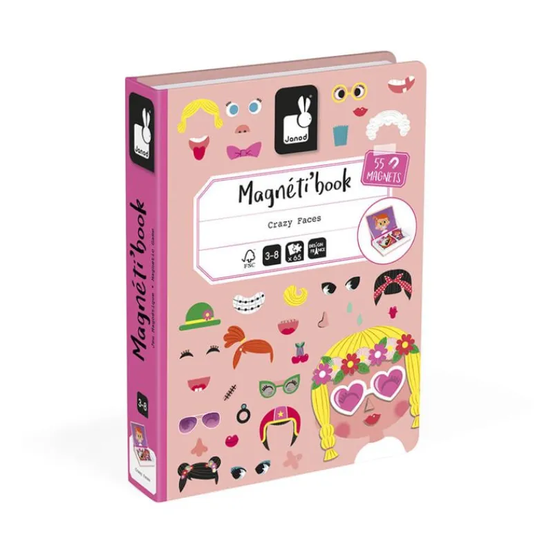 Janod Magneti'Book Crazy Faces Chicas - ^ Imanes, Libros Magnéticos Y Juegos Magnéticos
