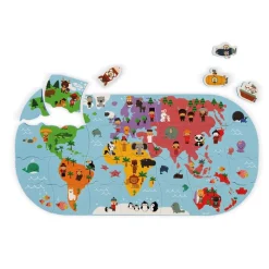 Janod Mapa De Rompecabezas De Los Exploradores Del Baño - ^ Puzzles De 20 A 48 Piezas