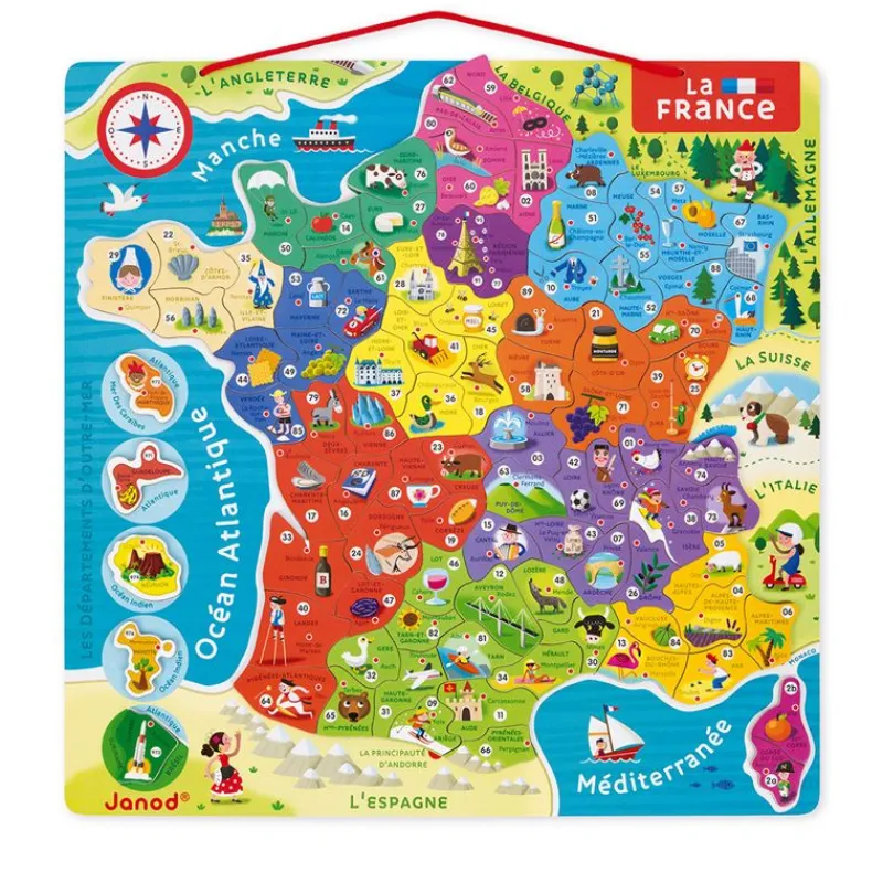 Janod Mapa Magnetico De Francia Rompecabezas - ^ Aprender Divirtiéndose