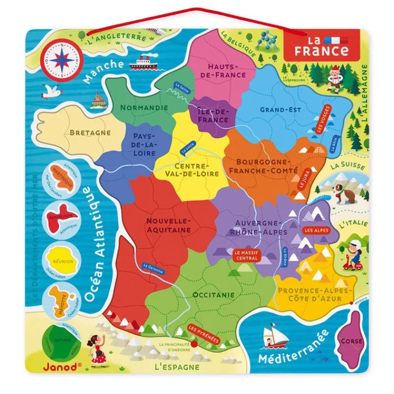 Janod Mapa Magnetico De Francia Rompecabezas - ^ Aprender Divirtiéndose
