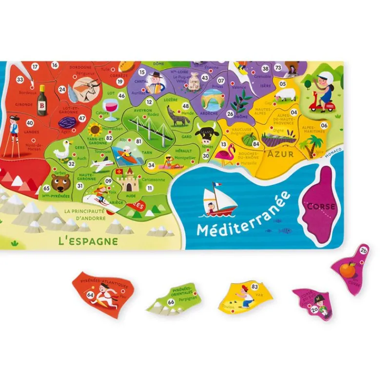 Janod Mapa Magnetico De Francia Rompecabezas - ^ Aprender Divirtiéndose