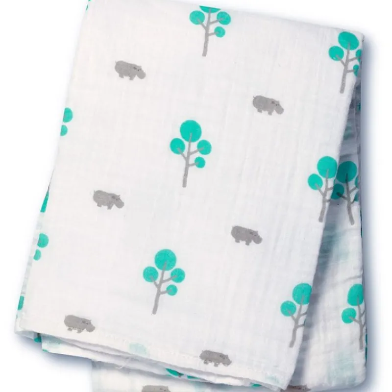 Lulujo Muselina Larga - Aqua Hippo - ^ Mantas Y Pañales