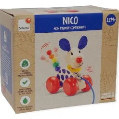 Selecta Nico Perro De Madera Maciza Para Tirar - ^ Juguetes Que Tiran Y Empujan