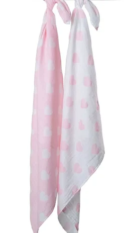 Lulujo Pack 2 Pañales - Coeurs Roses - ^ Mantas Y Pañales