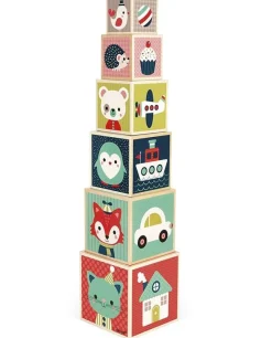 Janod Piramide 6 Cubos Baby Forest - ^ Bloques Y Juguetes Apilables