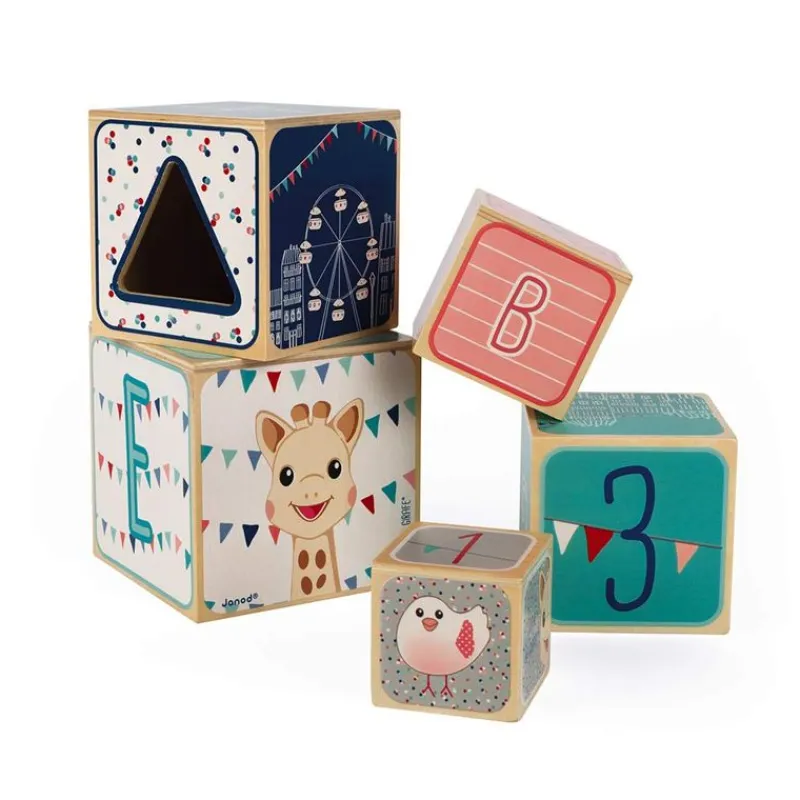 Janod Piramide De 5 Cubos Sophie La Jirafa - ^ Bloques Y Juguetes Apilables