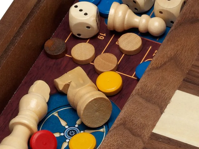 Cayro Set De 5 Juegos - ^ Ajedrez, Damas, Caballitos...