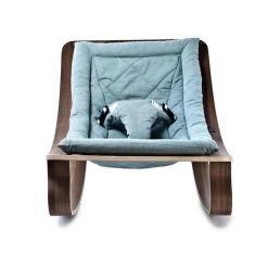 Charlie Crane Silla De Bebe Levo En Madera De Nogal - Azul Aruba - ^ Mobiliario De Guarderia