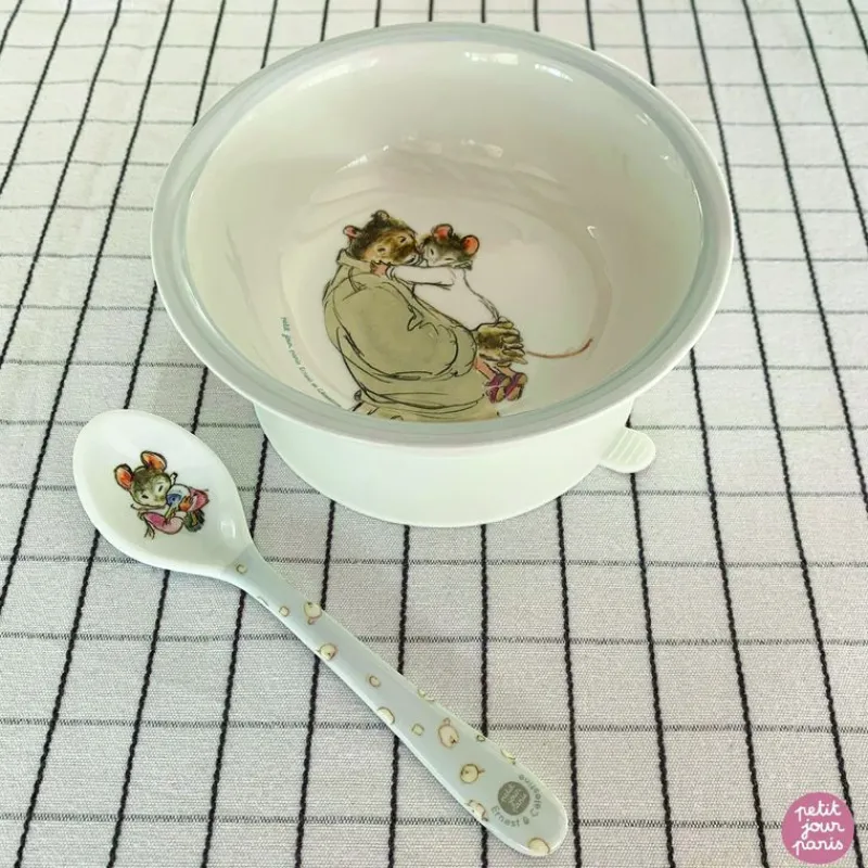 Petit Jour Tazon De Succion Con Cuchara Ernest Y Celestine - ^ Una Mesa