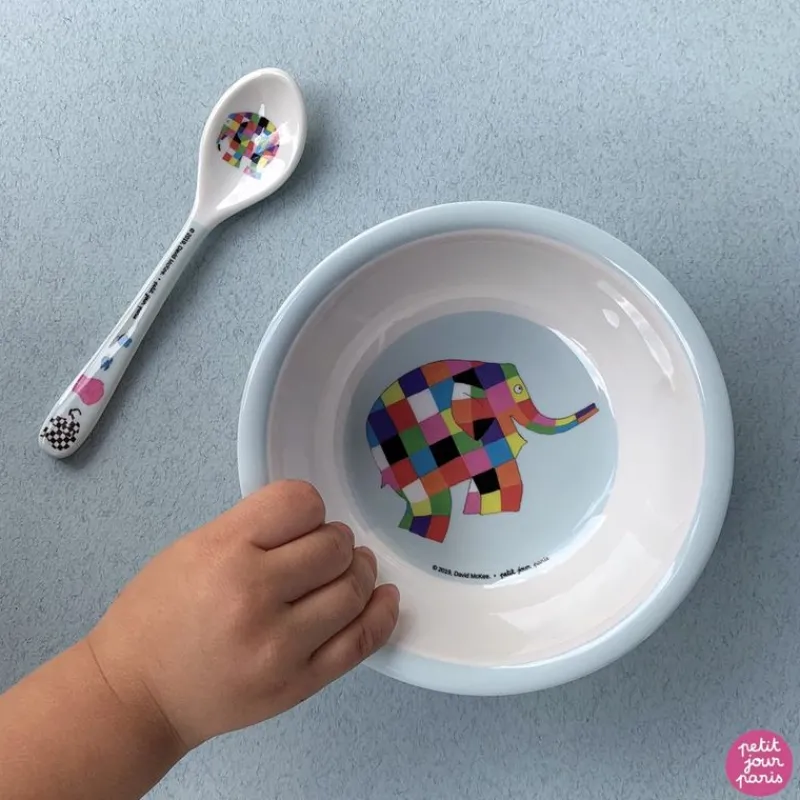 Petit Jour Tazon De Succion Elmer Con Cuchara - ^ Una Mesa