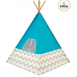 Kidkraft Tipi - Turquesa Con Chevron Gris Y Blanco - ^ Escritorios, Mesas Y Sillas