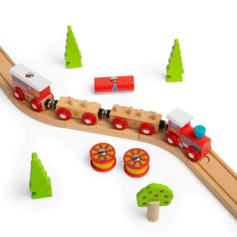 Bigjigs Toys Tren De Rescate De Incendios - ^ Locomotoras, Vagones Y Trenes Brio