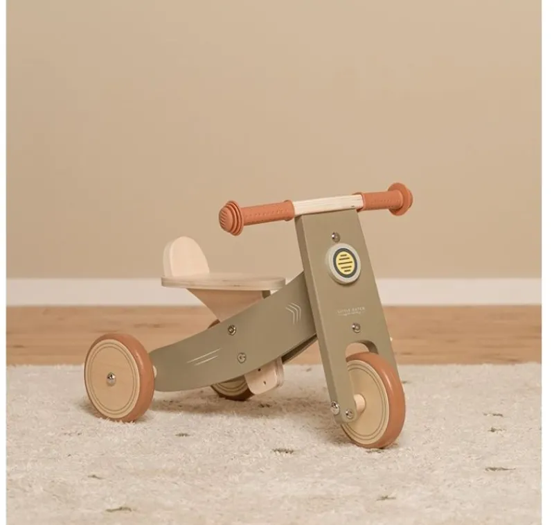 Little Dutch Triciclo De Madera Verde Oliva - ^ Draisiennes Y Bicicletas De Madera