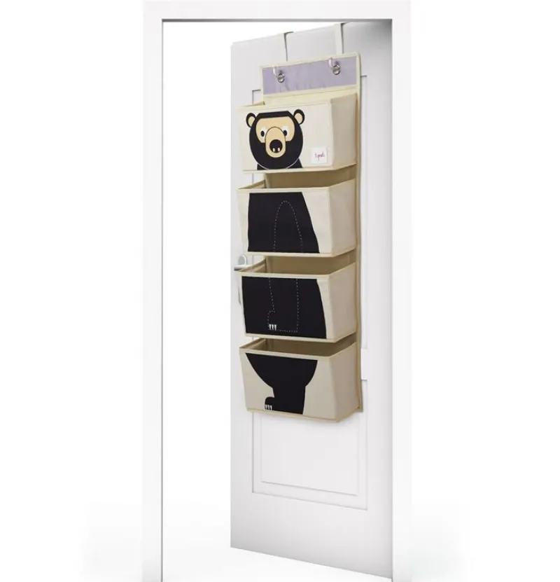 3 Sprouts Vacia-Bolsillos De Pared De Algodon Oso - ^ Cajas De Juguetes Y Muebles De Almacenamiento